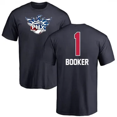 Navy Men's Devin Booker Phoenix Suns Name and Number Banner Wave T-Shirt