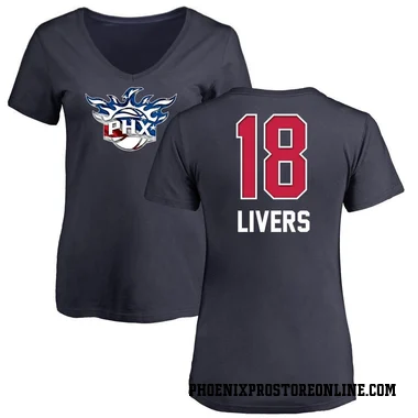 Navy Women's Isaiah Livers Phoenix Suns Name and Number Banner Wave V-Neck T-Shirt